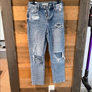 Distressed Blue Jeans